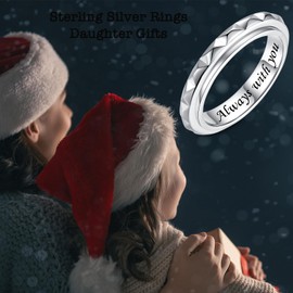 Anxiety Ring for Daughter Fidget Ring for Women - 925 Sterling Silver Rings for Teen Spinner Rings Jewelry for Women, Metal, Cubic Zirconia