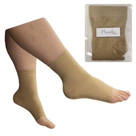 Presadee Ankle 20-30 mmHg Firm Compression Swelling Circulation Open Toe Sleeve (Beige, S/M)