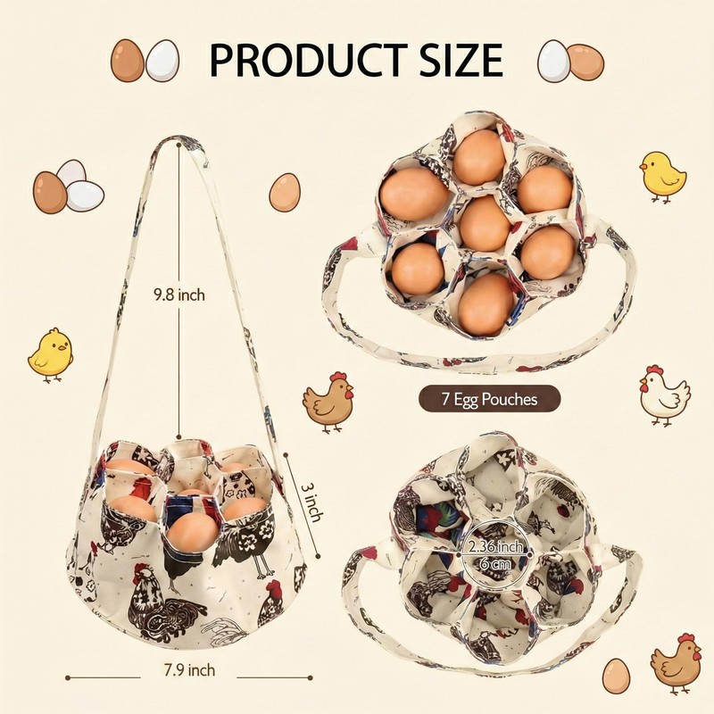 2 Pcs Egg Basket for Gathering Fresh Eggs, Mini Canvas