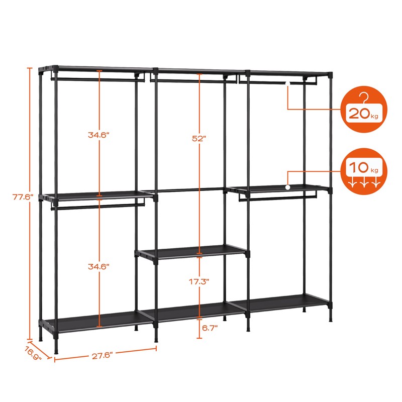 CASAMAYA Clothes Rack, Portable Closet, 80.7 Inch Extra Large Capacity