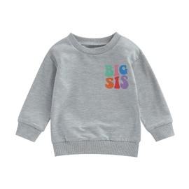 Ayalinggo Toddler Baby Girl Boy Matching Clothes Big/Lil Sis/Bor Crewneck Sweatshirt Romper Onesie Sister Brother Outfits (Gray Big Sister, 5-6 Years)