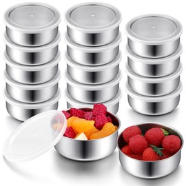 Yiyiring 16Pack 9 oz Stainless Steel Container Stainless Steel Snack Containers with Lids Metal Food Storage Containers Leak Proof Metal Lunch Box