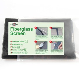 Window Screen Mesh, Loboo Idea Fiberglass Screen Replacement Mesh Black, Warehouse Fiberglass Window and Door Screen Mesh for Patio and Windows (Black, 120x400cm (47.24x157.48 Inches))
