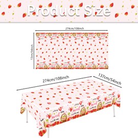 JVORFDG 3pcs Strawberry Tablecloths Berry Sweet Baby Shower Table Cover A Berry Sweet Baby is On The Way Tablecloth Supplies for Strawberry Shortcake Party Decorations 54 x 108 Inch