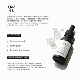 Suero facial minimalista con vitamina C+E+ácido ferúlico al 16% para aclarar y antienvejecimiento | Reduce el daño de la piel y el enrojecimiento para