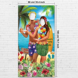 Blulu Hawaiian Photo Props Banner Tropical Luau Tiki Couple Photo Door Aloha Tiki Banner for Party Luau Picture Booth Background Hawaiian Party Decor Supplies for Beach 6 x 3 ft