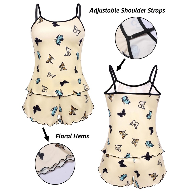 Ekouaer Womens Cami Pajama Sets 2 Piece Cute Print Pjs