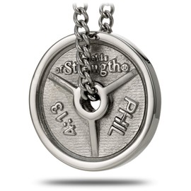 Men's Stainless Steel 3-Bar Weight Plate Necklace - Philippians 4:13