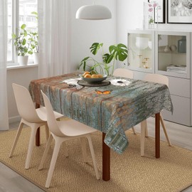 mutakin Wood Grain Flower Rectangle Tablecloth Washable Table Cloth 60x90 Inch Table Cover Waterproof for Decoration Kitchen Dining Room