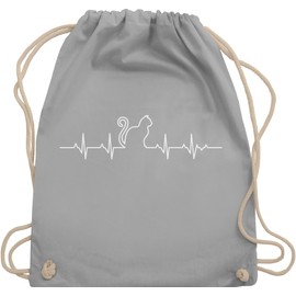 Shirtracer - Gym Bag Backpack - Cat Owner Gift - Heartbeat Cat, 2 Light Grey