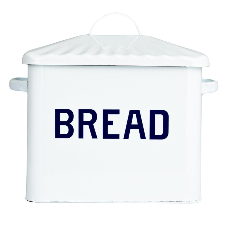 Creative Co-Op Chic Farmhouse Enameled Bread Box with Lid, "Bread"