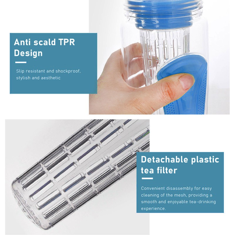 Fruit Infuser Water Bottle Anti Slip Grip Flip Top Lid