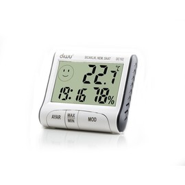 Diwu DC102 İç Mekan Termometre Nem Ölçer Saat
