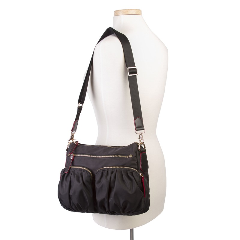 Korvara Nylon Crossbody Bag, Black - Premium Lightweight Top-Zip Handbag