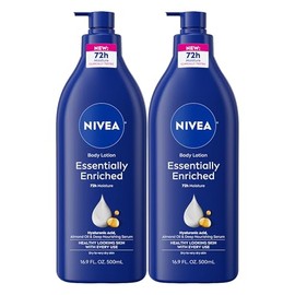 NIVEA Essentially Enriched Body Lotion - 48 Hour Moisture For Dry to Very Dry Skin - 16.9 oz. Pump Bottle (Pack of 2)