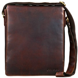 STILORD 'Lars' Vintage Messenger Bag Men for 13,3 inches Macbooks Cross Body Bag Vertical Satchel for A4 Documents Genuine Leather, Colour:Cognac Dark Brown