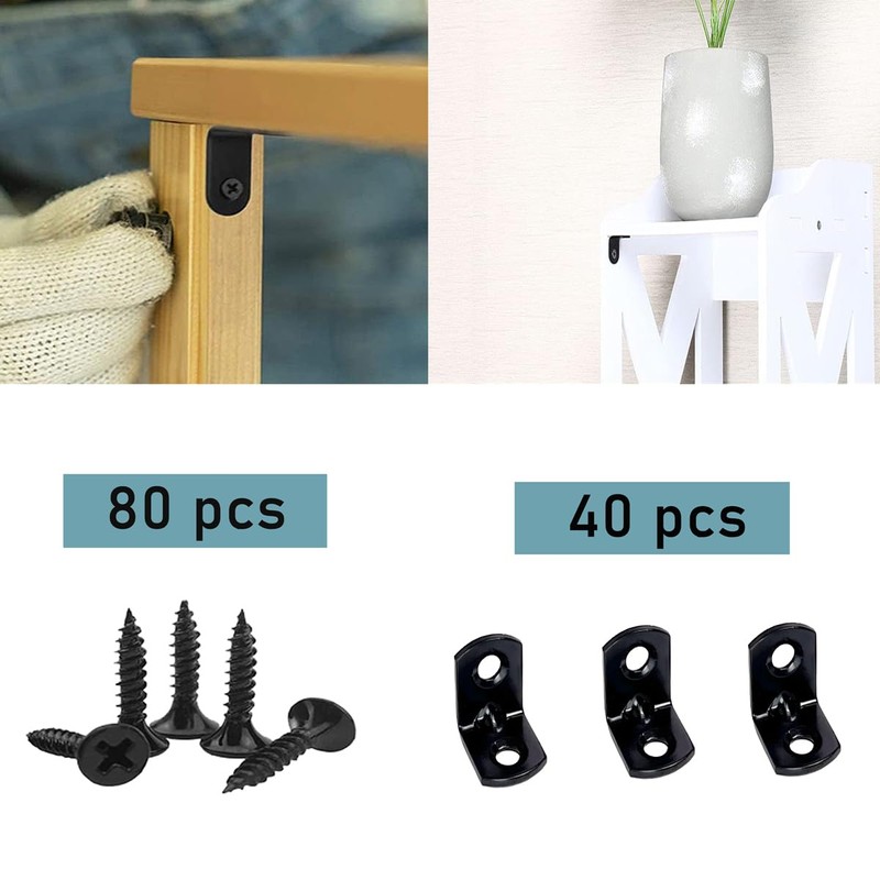 40PCS L Bracket Corner Brace Shelf Brackets 90 Degree Right