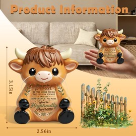 SOSREBEDR Employee Appreciation Gift Highland Cow Figurine for Coworker Teacher Nurse Mentor, Recognition Gift for Team Member Staff Employee, Highland Cow Desk Decor SGD43