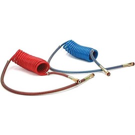 TORQUE Tractor Trailer Air Brake Line Hose Coil Assembly Coiled Set Airline Kit Air Hose for Semi Truck Blue Red, 1/2" NPT Fittings (15' Length x 40" Tractor Lead) (TR022001)