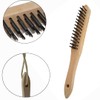 LISSAM Wooden Wire Brush with 3 Row Carbon Steel Bristles