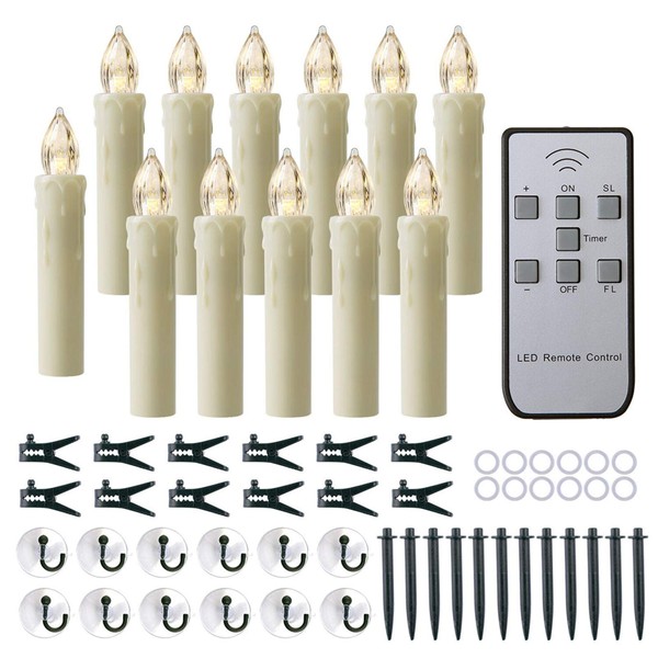 MIXALY 12 PCS Flameless Window Candles - Ivory Battery Operated