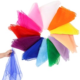 Hhaoysogd Pack of 12 Juggling Cloths, 60 x 60 cm Colourful Cloths, Chiffon Cloths, Gymnastic Cloths, Dance Cloths, Silk Scarves for Nursery, Children's Show, Sensory Juggling, Dancing, Circus, Play