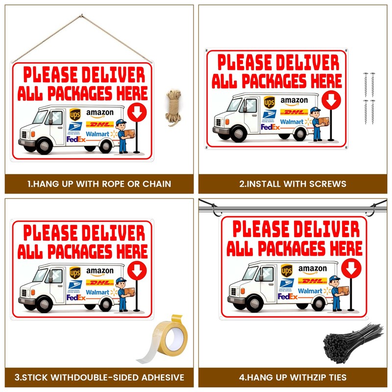 14 x 10" Delivery Signs for Packages, Please Deliver All