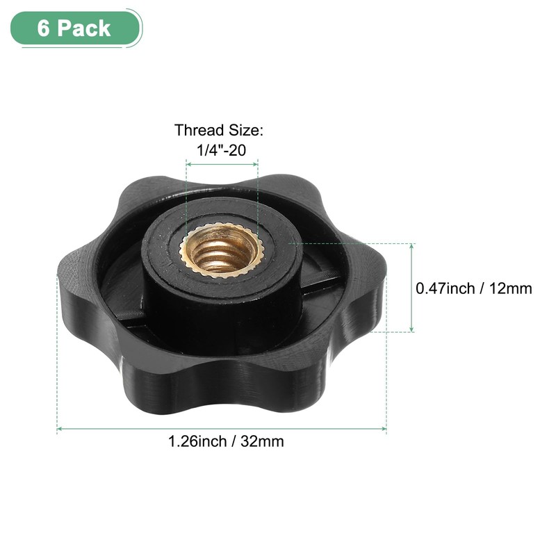 M METERXITY 6 Pack 6 Star Knobs 1/4"-20 Female Thread