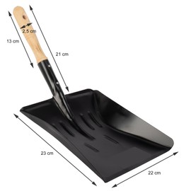 Dustpan Black Metal Dustpan with Wooden Handle Cleaning Indoor Outdoor Tiles Patio Garden Yard