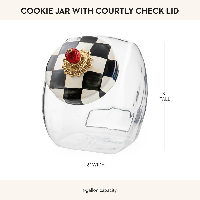 MACKENZIE-CHILDS Cookie Jar with Enamel Lid, Large Glass Treat Jar