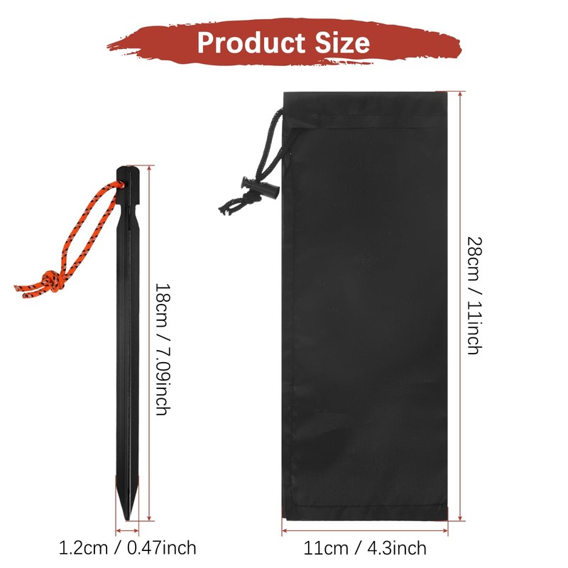 TIXIPEM 7IN Tent Stakes [12PCS] - Aluminum Ground Pegs with
