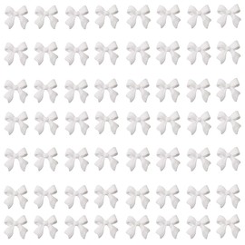 100 Pcs White Bow Nail Charm for Women Girl, 3D Bow Nail Decoration Resin Bow Nail Rhinestones Bowknot for DIY Nail Art Accessories