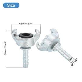 uxcell Iron Air Hose Fitting, 2Pcs 1/2" Hose End Barbed, 2 Lug Chicago Fitting Straight Through for Pipe Connections