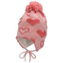 Sterntaler Girls' GOTS Bobble Hat Heart Hat, pink