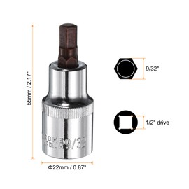 HARFINGTON 2pcs 9/32" Hex Bit Socket 1/2" Square Drive SAE Extension Impact Bit Power Nut Driver Set S2 & CR-V Steel Socket Ratchet Wrench Bits