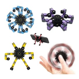 Funny Sensory Fidget Spinners Toys Finger Hand Spinner Toy Spinning Top Focus Toy with Transformable Chain Mechanical Spiral Twister Fingertip Gyro Stress Relief Toy for Kids Adults (4pack)