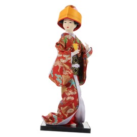 CIYODO Geisha Doll Japanese Style Kimono Desktop Ornament Handcrafted Silk Art Crafts for Home Decor for Bedroom and Living Room Adornment
