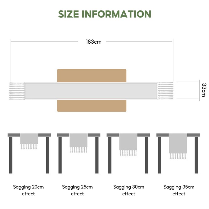 Table Runner with Tassels, 33x183cm Sage Green Tassel Table Runner,