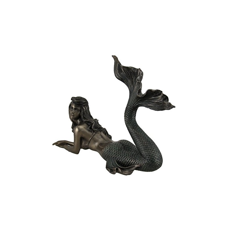 Veronese Design 7 5/8" Tall Mermaid Lying Down Statue Nautical