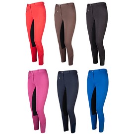 PFIFF Thea Pantaloni da Equitazione con Rinforzo Integrale, Pantaloni da Equitazione per Bambini, Bambini, 102290-54-140, Marrone/Nero, 140