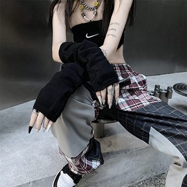 Women's Gloves Goth Arm Sleeves Cool Black Moon Cross Printed Hip Hop Arm Warmers, Solid black