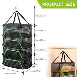 Drying Net Herbs, 4 Layer Drying Net for Herbs, Herb Dryer, Hanging Drying Net Herbs Drying Net Foldable Herb Net Flowers, Fish, Meat, Herbs, Fruits for Drying Clothing