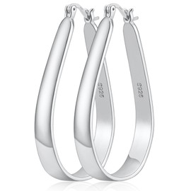 HEYOLL 925 Sterling Silver Hoop Earrings Large Oval Hoops Earring for Women Hypoallergenic Big Hoop Earrings Lightweight Silver Hoops Earring for Women(60mm)