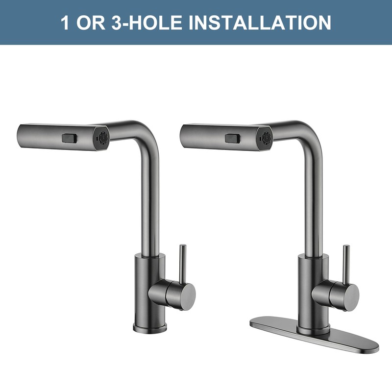 AVSIILE Kitchen Faucet with Pull Down Sprayer, Gun Grey Waterfall