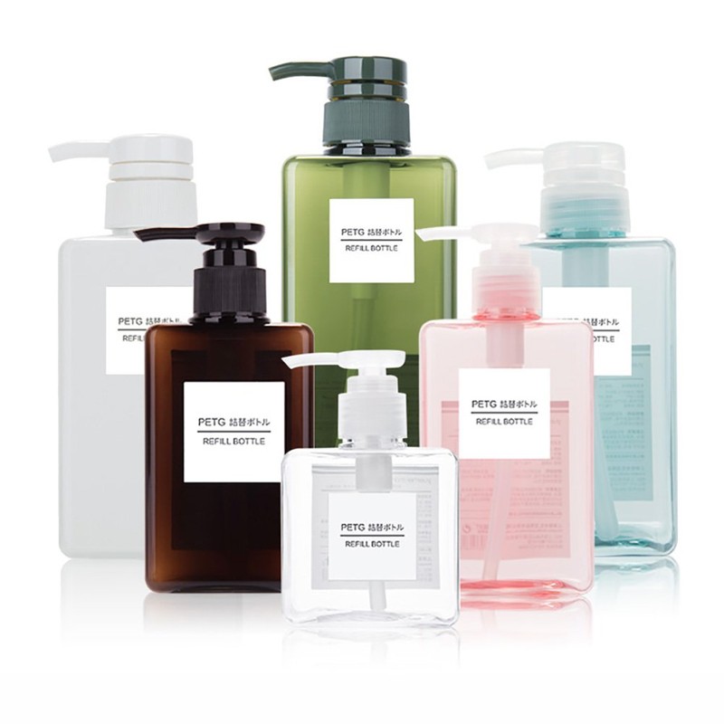 Uviviu Plastic Soap Dispensers for bathroom kitchen,Square Empty Pump Bottle