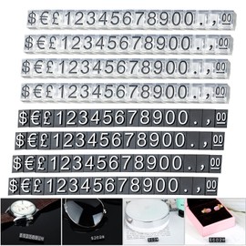 10 Pieces Number Letter Cube Price Sign, Mini Price Display Cube, Adjustable Removable Price Tag Stand, Sales Price Block Kit for Shop Counter (Black Writing on Transparent)