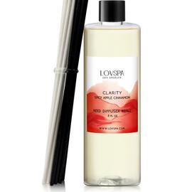LOVSPA Reed Diffuser Oil Refill/CLARITY Spicy Apple, Large 8oz + 2 Sets of Replacement Sticks, Aroma Therapy Essential Oils, Home Fragrance, Scented Oils for Reed Diffusers, Made in The USA