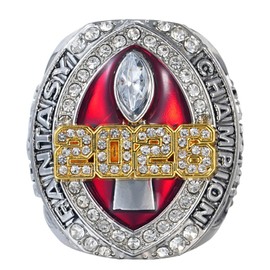 K-toobeely 2026 Fantasy Football Championship Ring Red with Box League Champion Trophy Rings Premium Award for Winne (Red, 11)