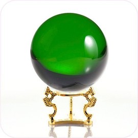 Amlong Crystal Green Crystal Ball 110mm (4.2 inch) Including Golden Dragon Stand and Gift Package