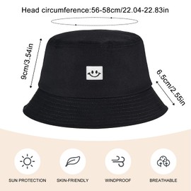 SEFIRST Pack of 2 Fishing Hats, Bucket Hat, Sun Hat, Cotton Bucket Hat, Fishing Hat for Men and Women, UV Protection, Foldable Summer Hat, Leisure Hat, Autumn, Hiking, Camping, Travel (Black, White